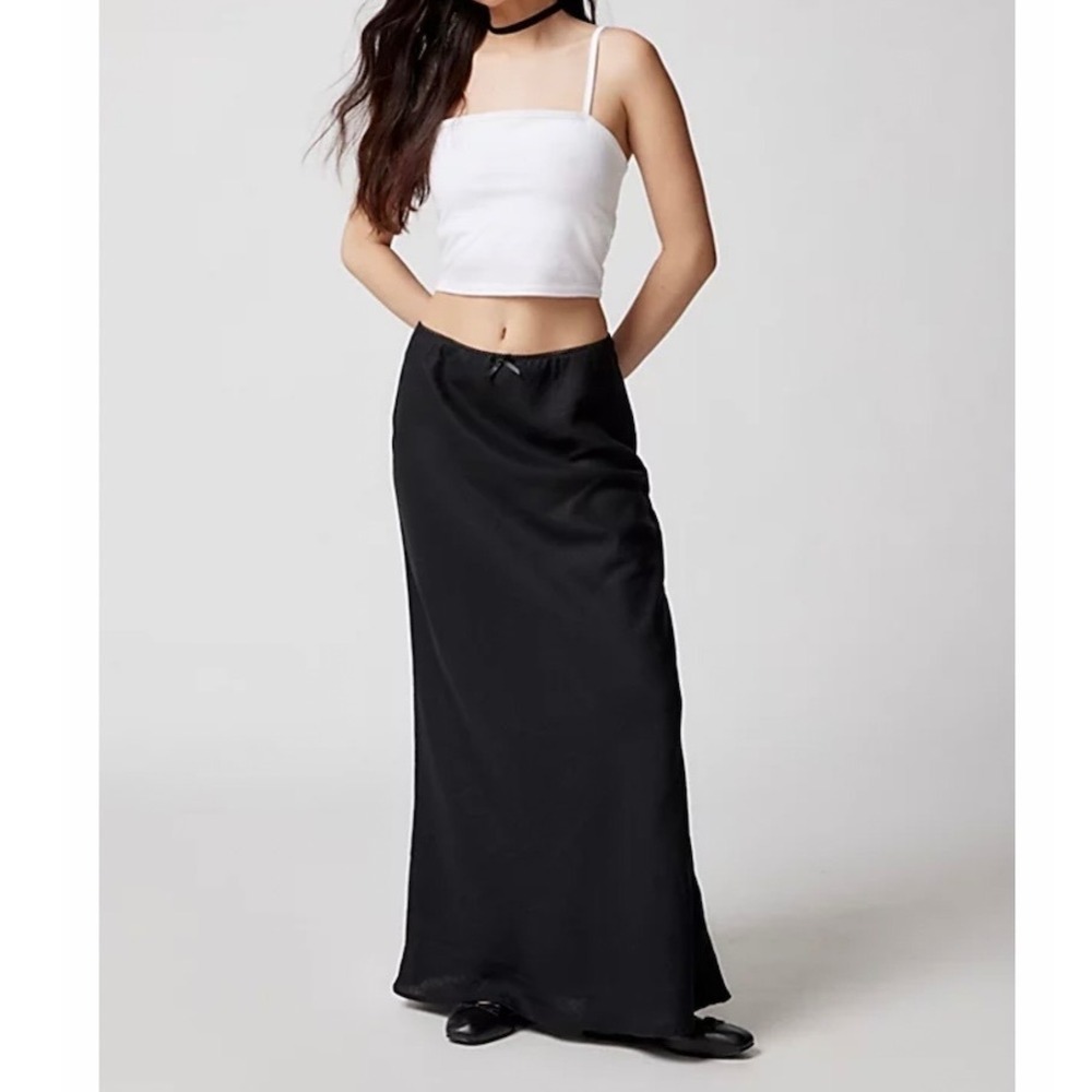 Urban Outfitters Urban Renewal Made La Eco Black Linen Blend Maxi Long Skirt M